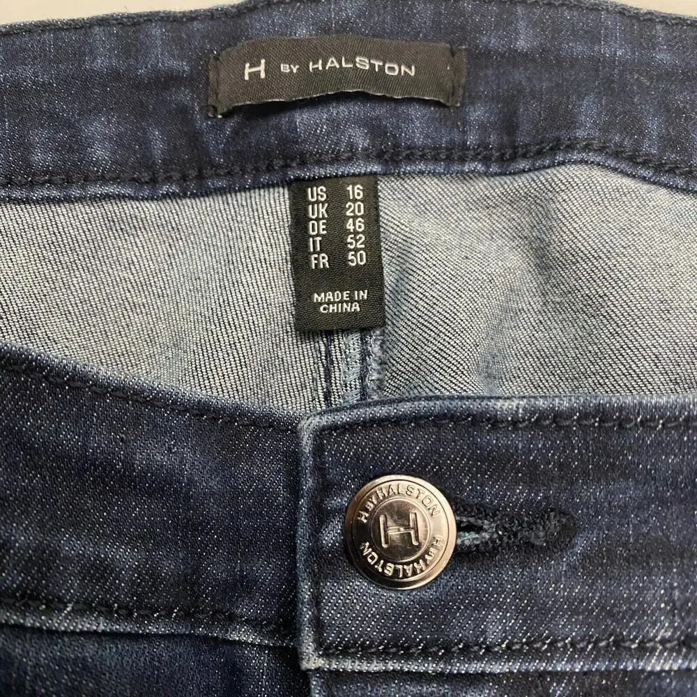 H by Halston Crop‎ Back Seam Slit Raw Hem Women's size 16 Blue Dneim Jeans